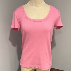 TALBOTS RIBBED SCOOP NECK TEE SIZE S